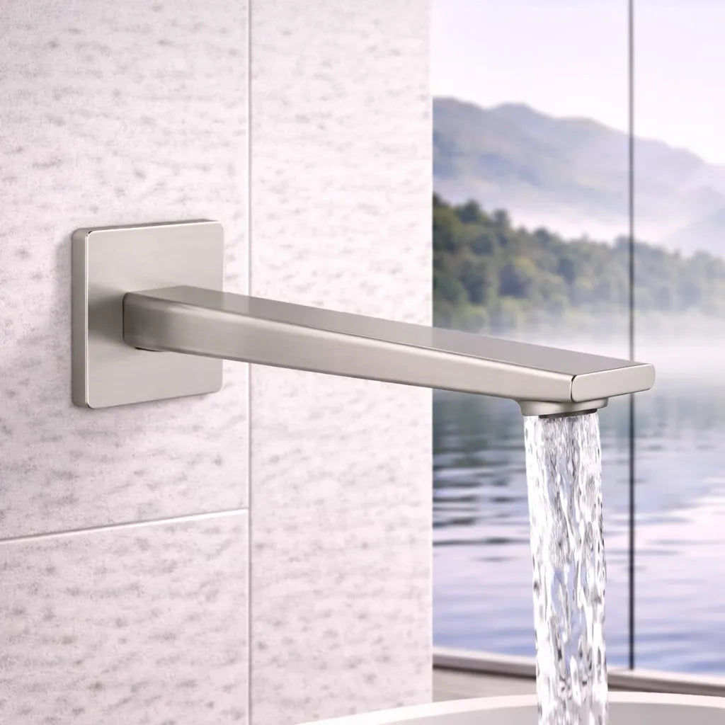 Square Wall Mounted Bath Spout - 210mm Reach - BS0064