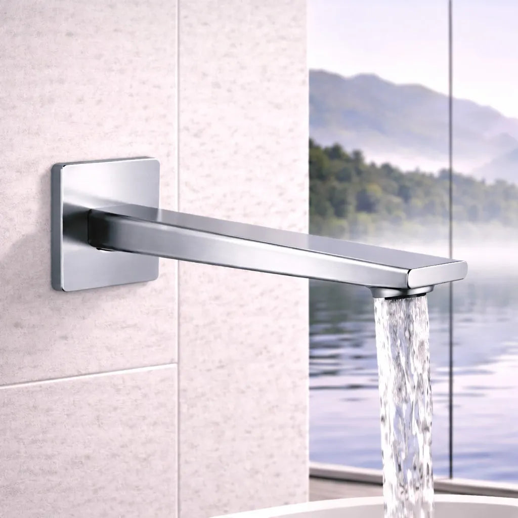 Square Wall Mounted Bath Spout - 210mm Reach - BS0064
