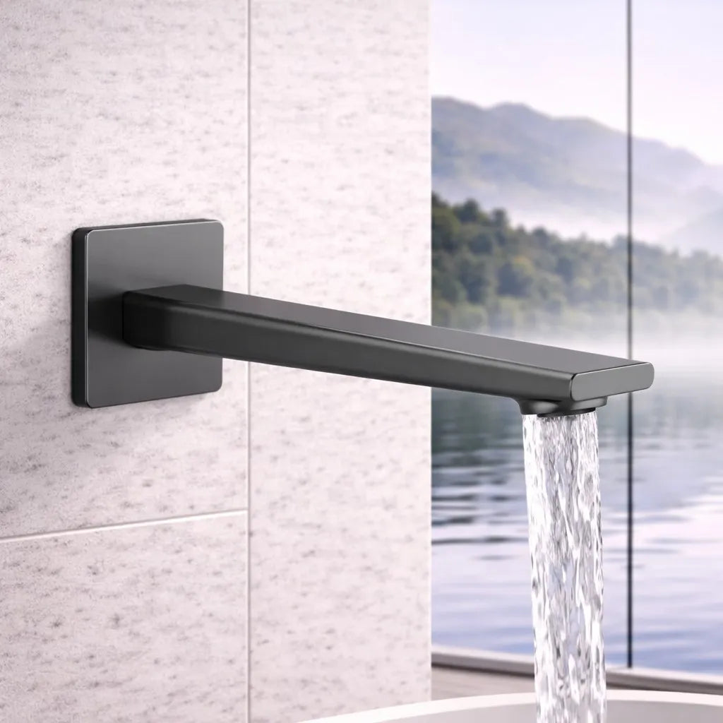 Square Wall Mounted Bath Spout - 210mm Reach - BS0064