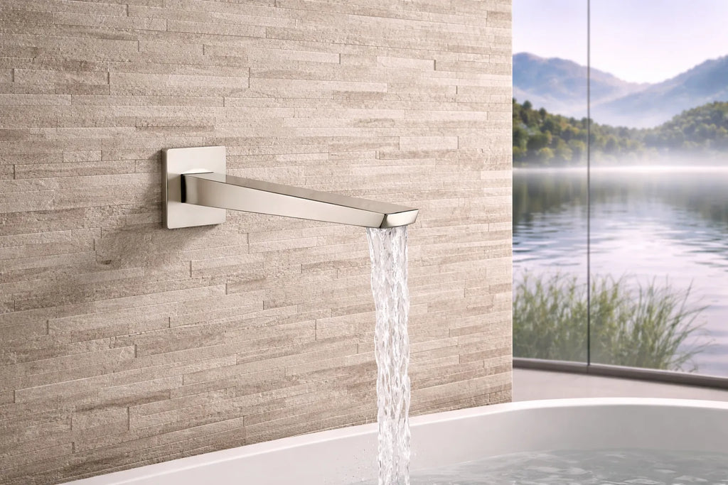 Square Wall Mounted Bath Spout - 183mm Reach - BS0068