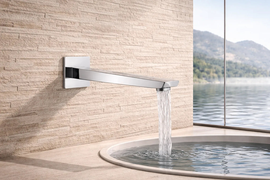 Square Wall Mounted Bath Spout - 183mm Reach - BS0068