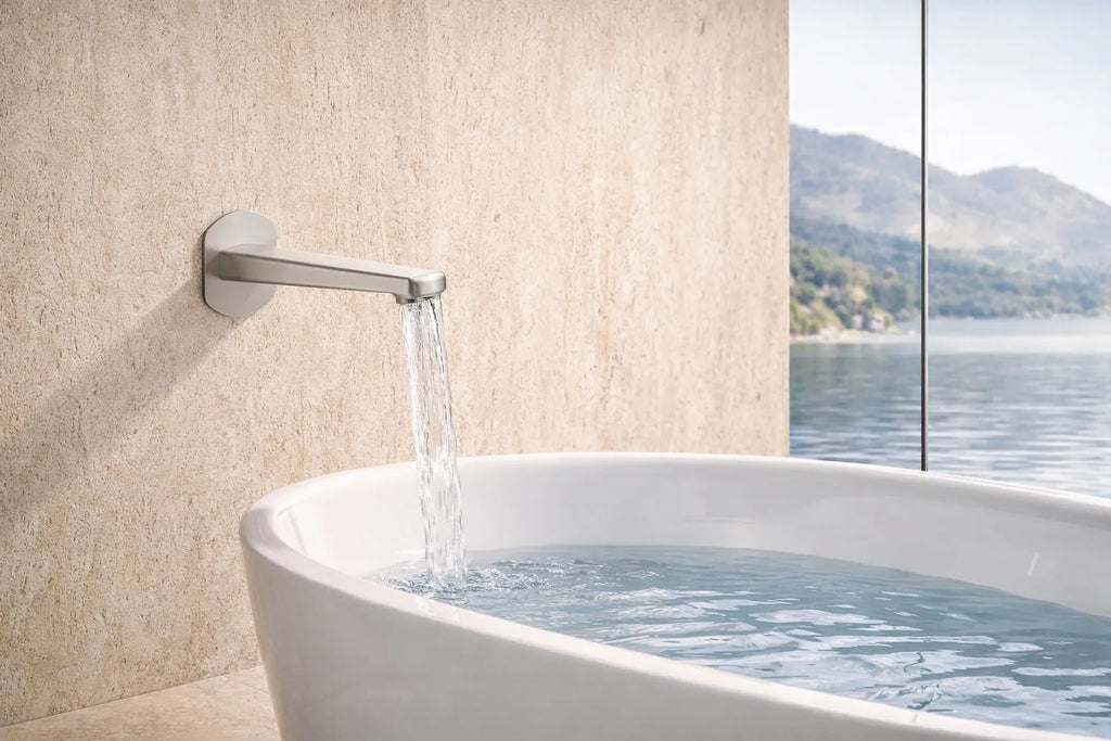 Modern Wall Mounted Bath Spout - 184mm Reach - BS0070