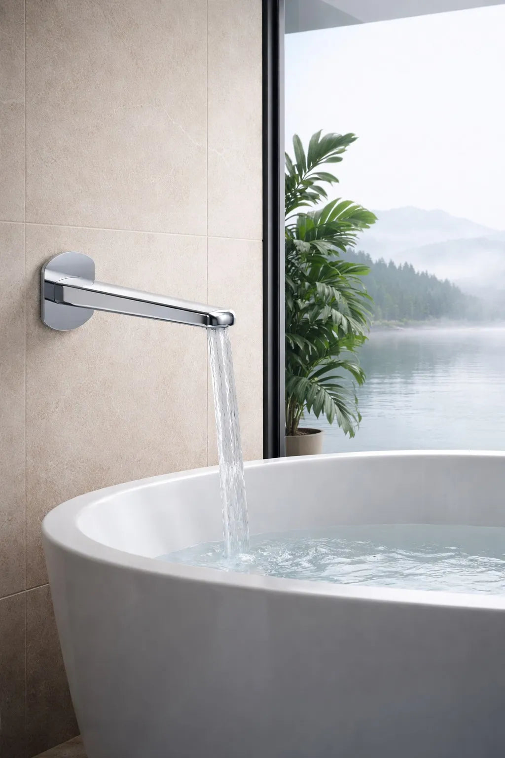 Modern Wall Mounted Bath Spout - 184mm Reach - BS0070