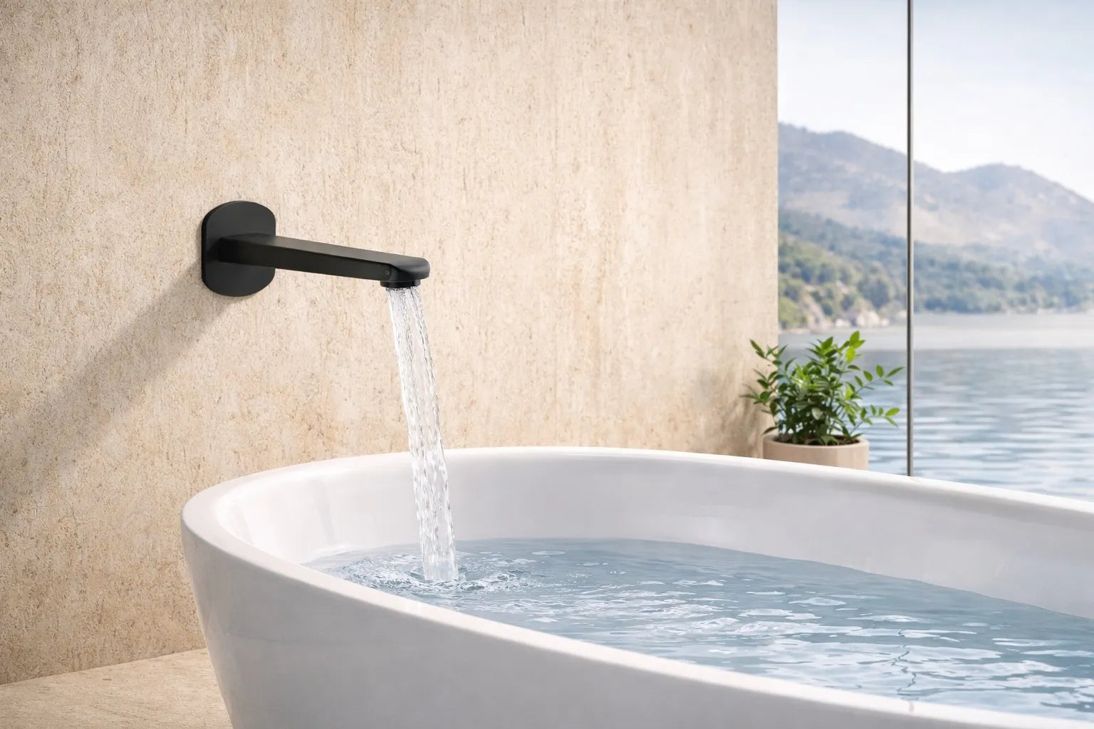 Modern Wall Mounted Bath Spout - 184mm Reach - BS0070