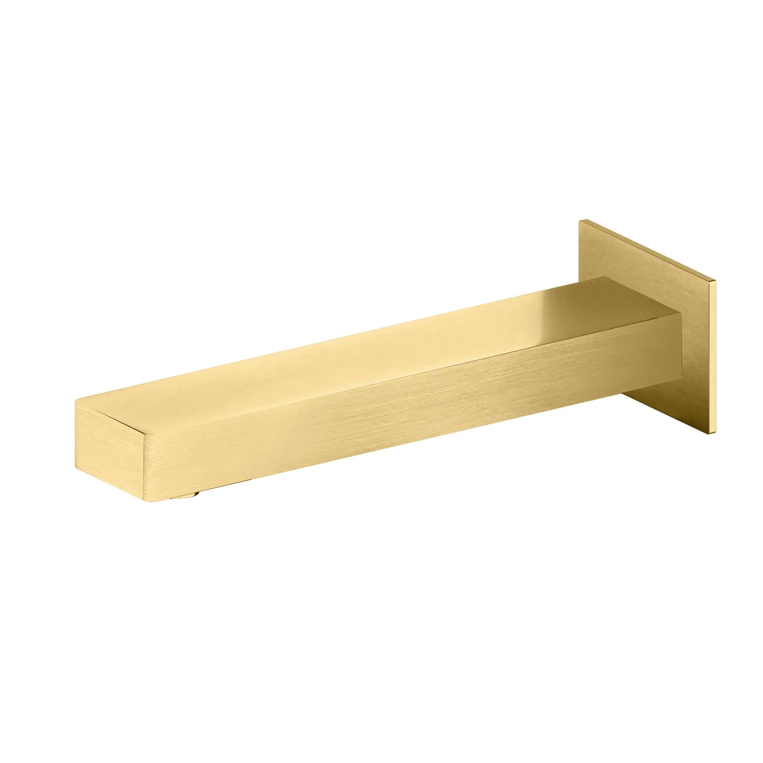 Wall-Mount Square Bath Spout – 180mm Solid Brass with NEOPERL BS0100 Brushed Gold