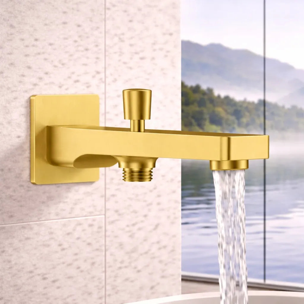 Wall Mounted Bathtub Spout with Diverter – Solid Brass 184mm Reach-BS0201
