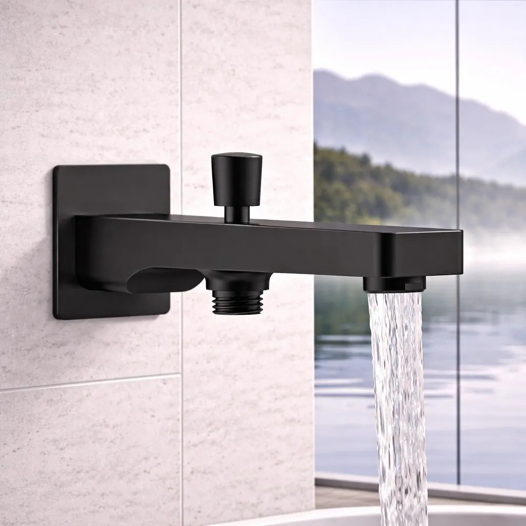 Wall Mounted Bathtub Spout with Diverter – Solid Brass 184mm Reach-BS0201