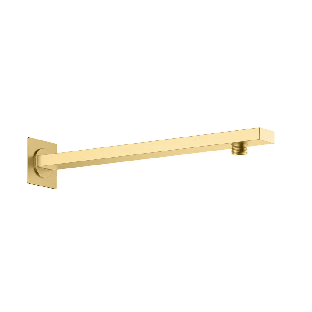 BSA3503/BSA4003 Solid Brass Square Straight Wall Mounted Shower Arm – 1/2" Thread – 350/400mm Length Brushed Gold 350mm