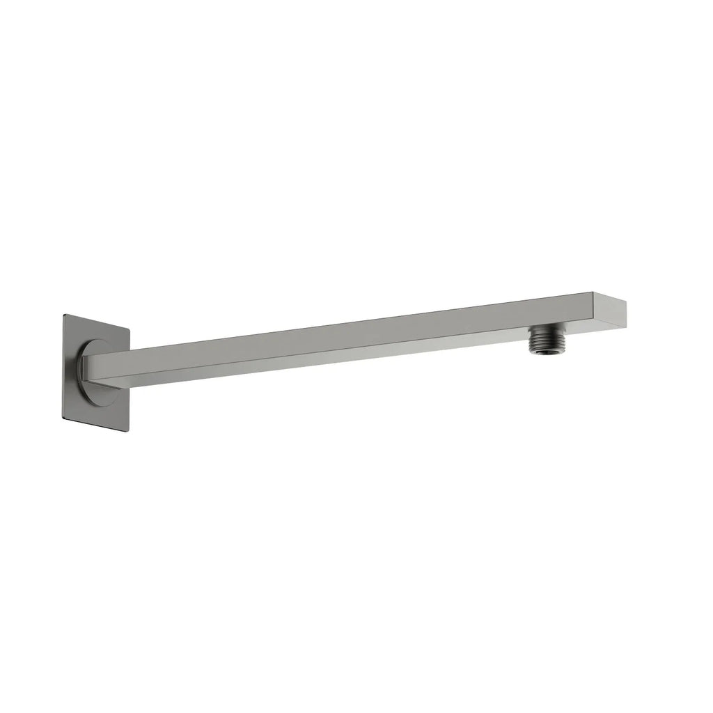 BSA3503/BSA4003 Solid Brass Square Straight Wall Mounted Shower Arm – 1/2" Thread – 350/400mm Length Brushed Gun Metal 350mm