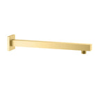 BSA3504/BSA4004 Solid Brass Square Straight Wall Mounted Shower Arm – 1/2" Thread – 350/400mm Length Brushed Gold 350mm