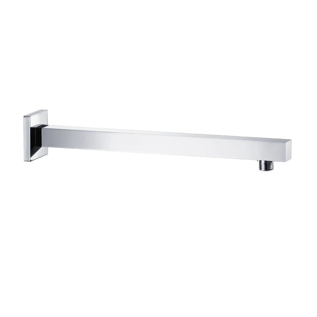 BSA3504/BSA4004 Solid Brass Square Straight Wall Mounted Shower Arm – 1/2" Thread – 350/400mm Length Chrome 350mm