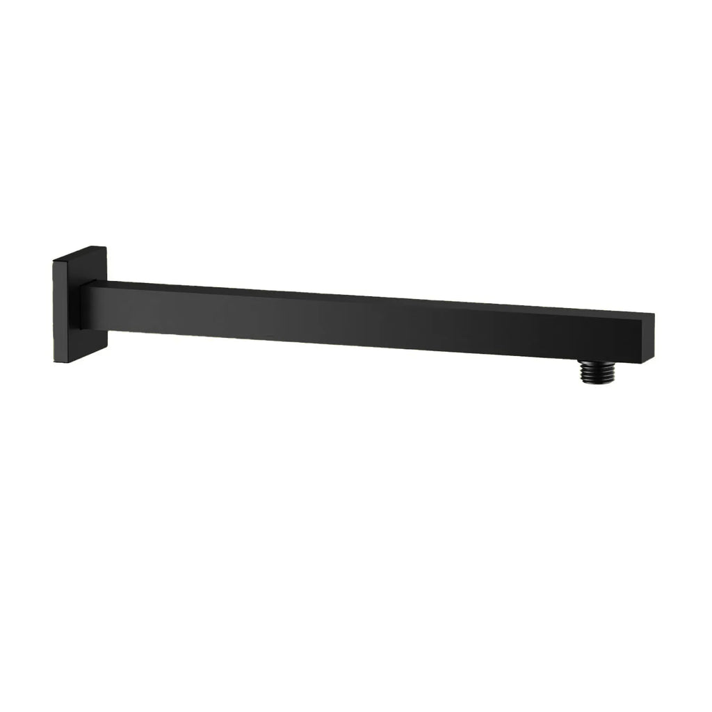 BSA3504/BSA4004 Solid Brass Square Straight Wall Mounted Shower Arm – 1/2" Thread – 350/400mm Length Matte Black 350mm