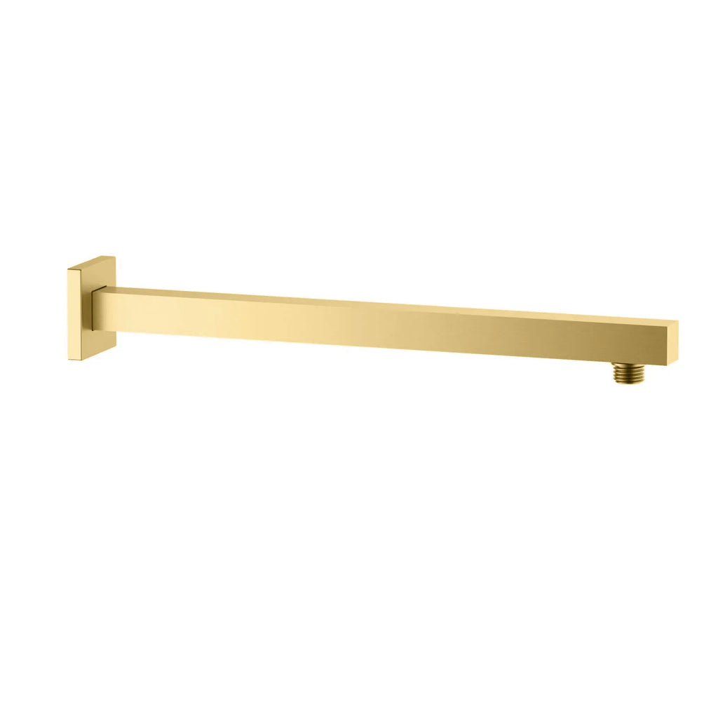 BSA3504/BSA4004 Solid Brass Square Straight Wall Mounted Shower Arm – 1/2" Thread – 350/400mm Length Brushed Gold 400mm