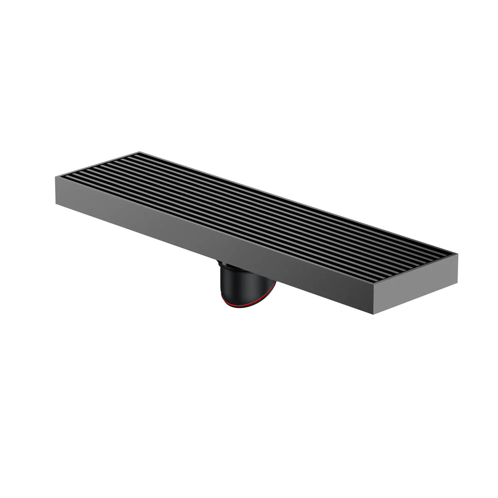 300x80mm SUS 304 Linear Shower Drain – Self-Closing Drain Core – BSD0912 Brushed Gun Metal