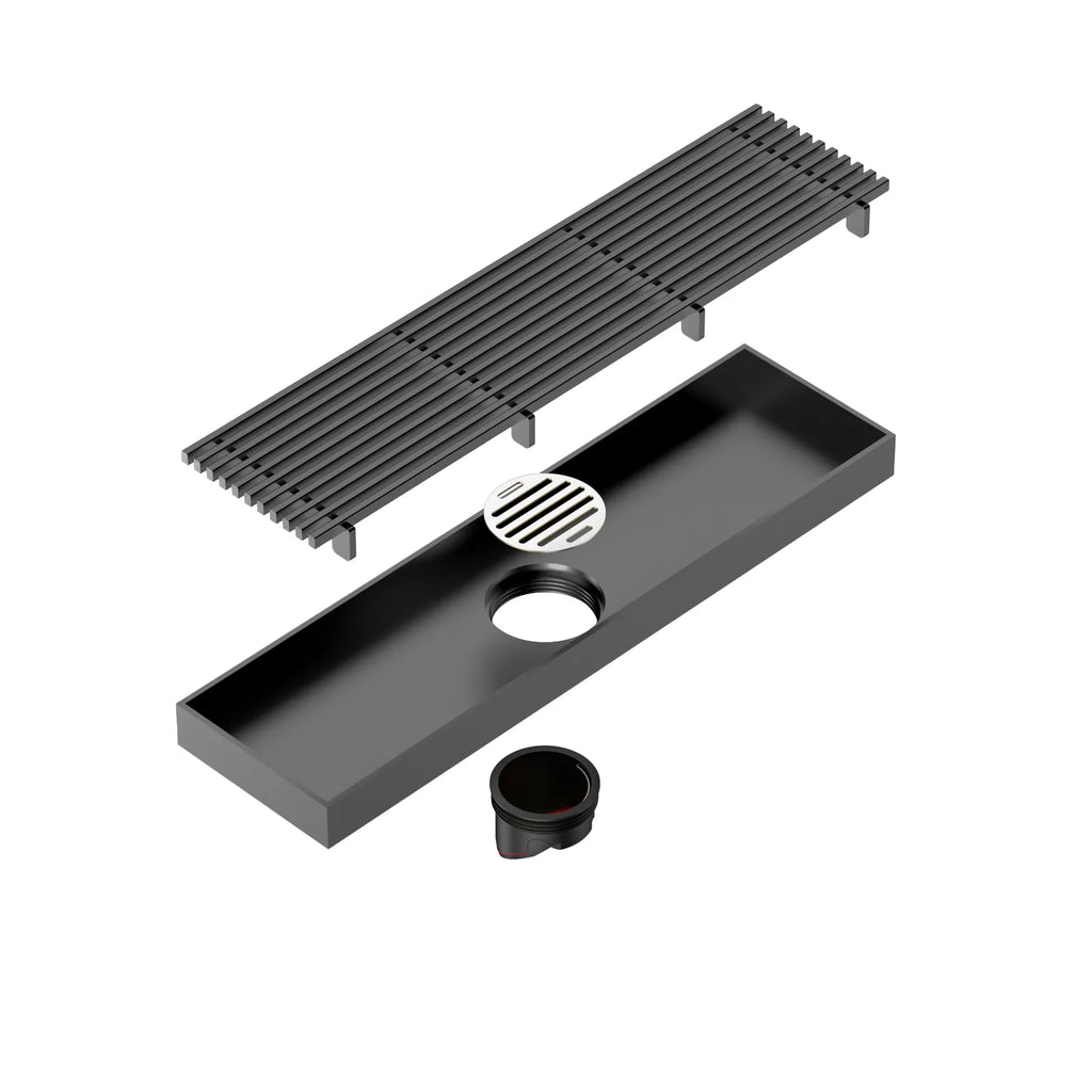 300x80mm SUS 304 Linear Shower Drain – Self-Closing Drain Core – BSD0912