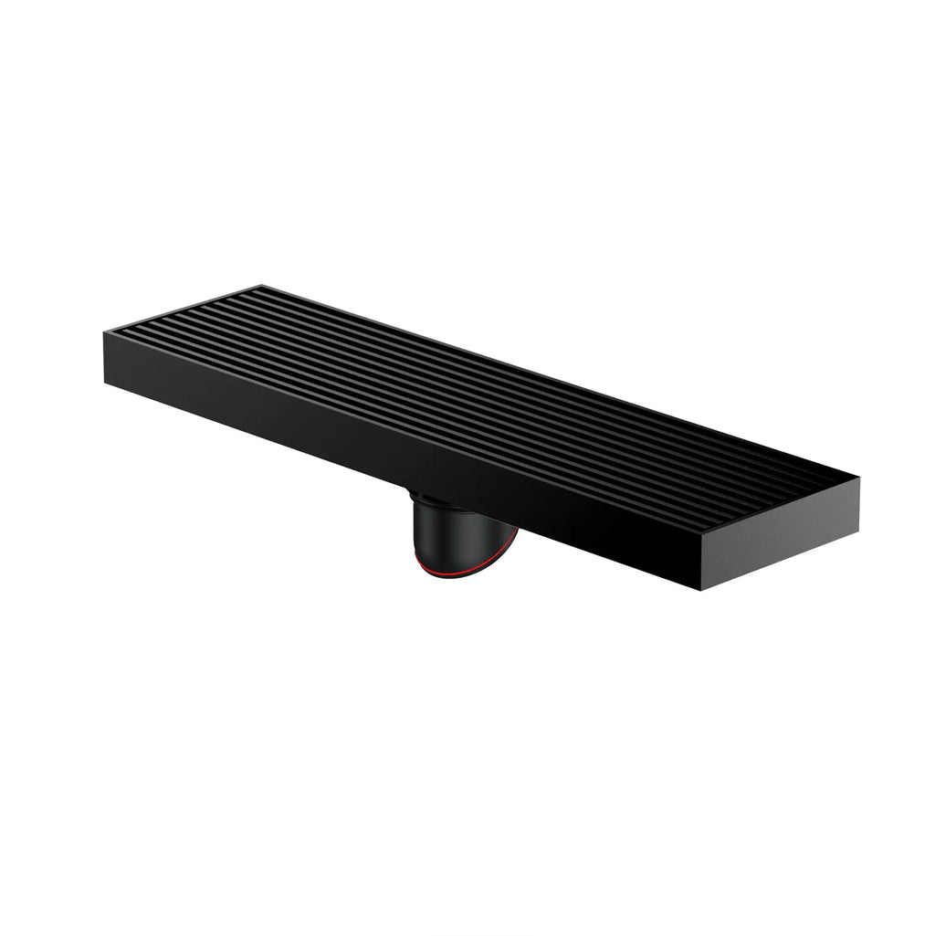 300x80mm SUS 304 Linear Shower Drain – Self-Closing Drain Core – BSD0912 Matte Black