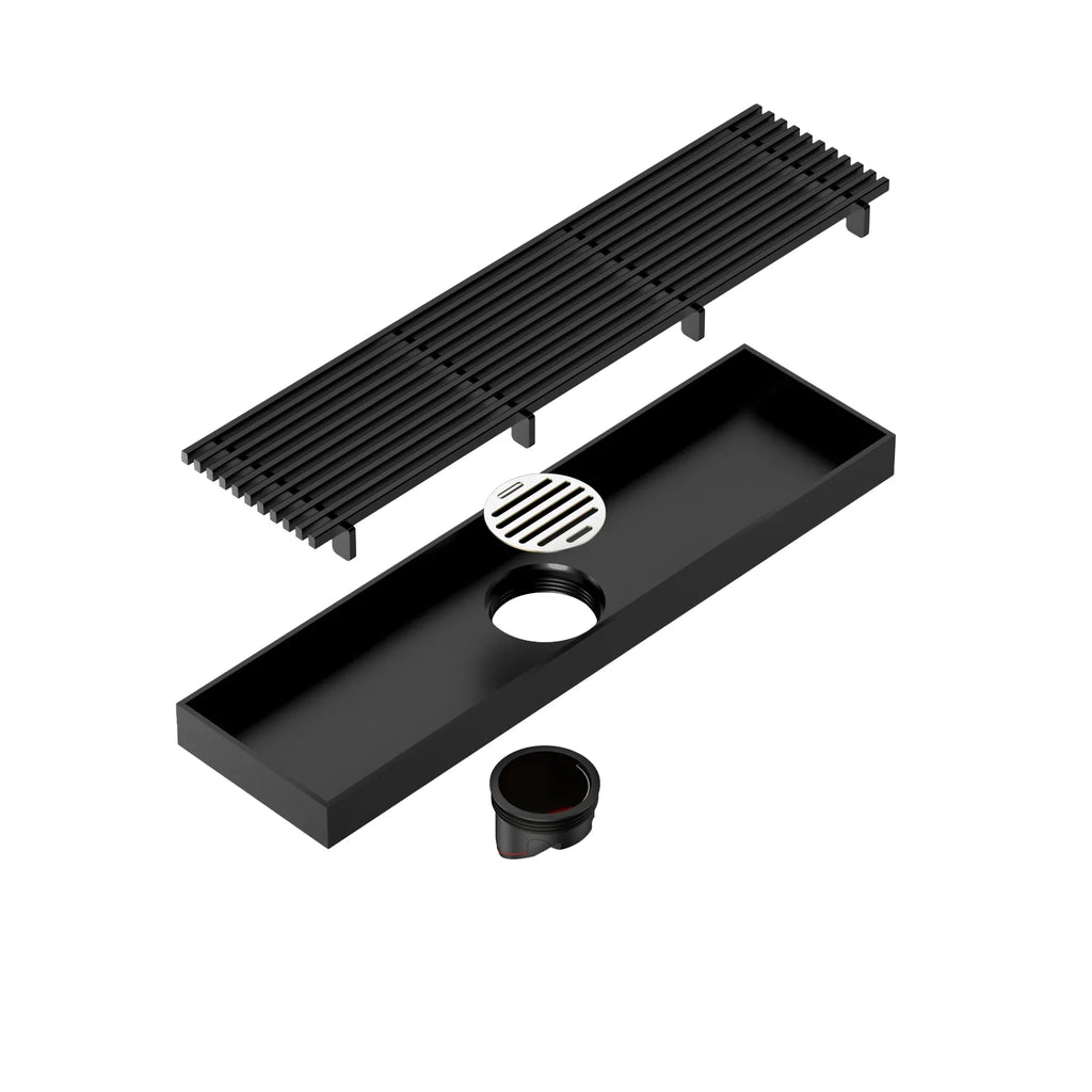 300x80mm SUS 304 Linear Shower Drain – Self-Closing Drain Core – BSD0912