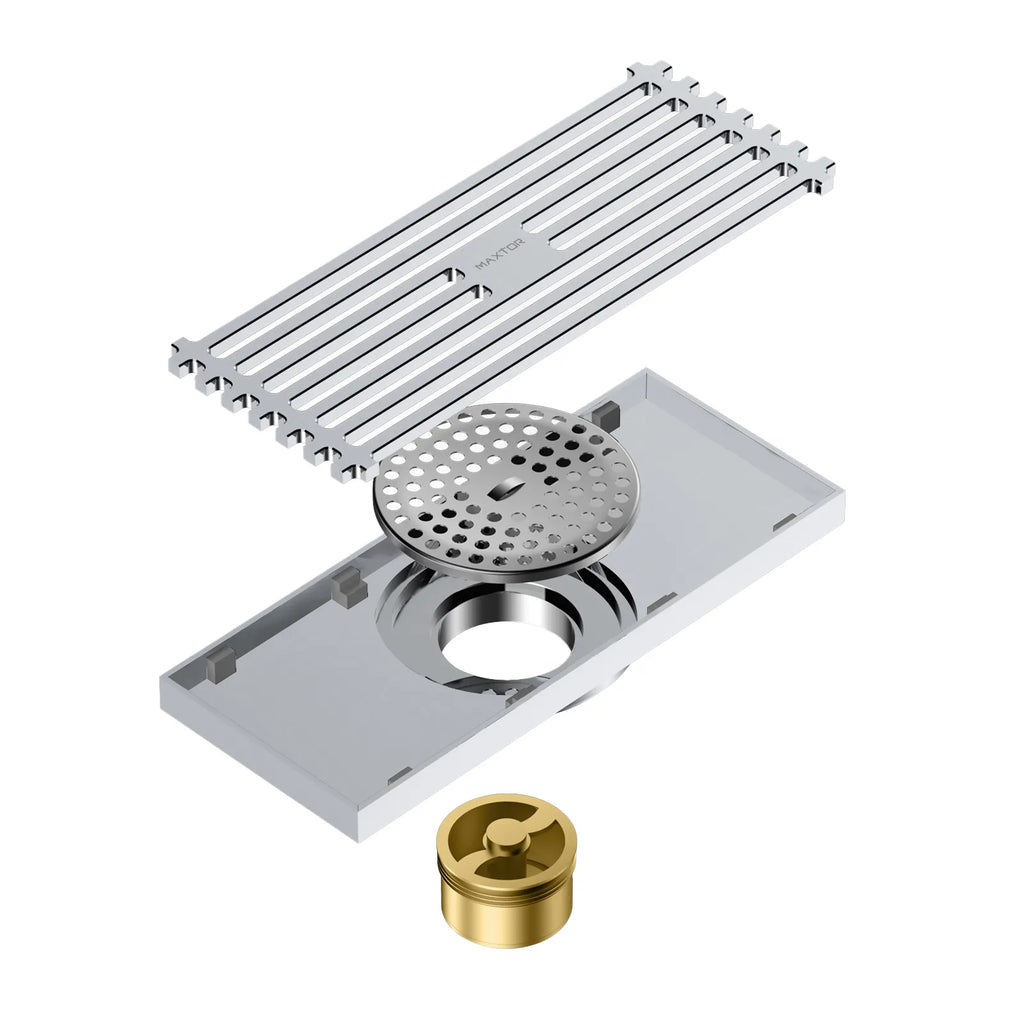 200x80mm SUS 304 Linear Shower Drain – Self-Closing Drain Core – BSD0914