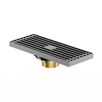 200x80mm SUS 304 Linear Shower Drain – Self-Closing Drain Core – BSD0914 Brushed Gun Metal