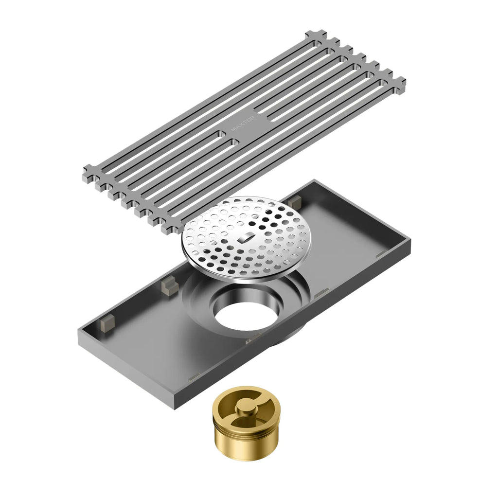 200x80mm SUS 304 Linear Shower Drain – Self-Closing Drain Core – BSD0914