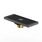 200x80mm SUS 304 Linear Shower Drain – Self-Closing Drain Core – BSD0914 Matte Black