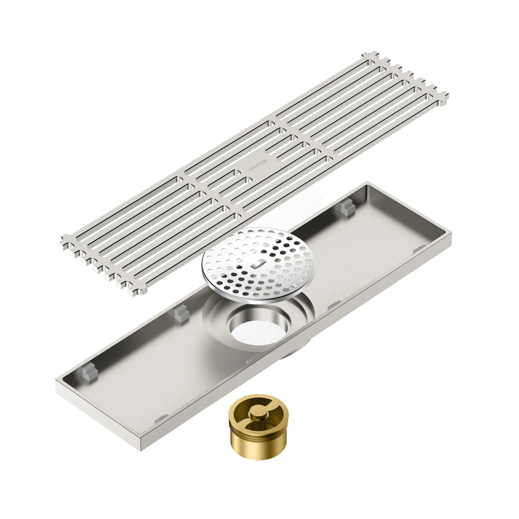 300x80mm SUS 304 Linear Shower Drain – Self-Closing Drain Core – BSD0915