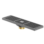 300x80mm SUS 304 Linear Shower Drain – Self-Closing Drain Core – BSD0915 Brushed Gun Metal