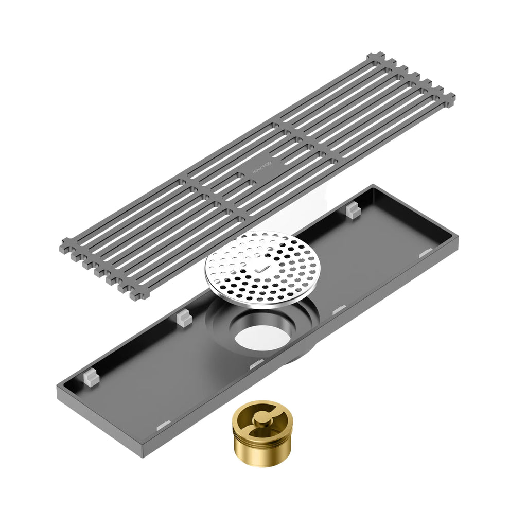 300x80mm SUS 304 Linear Shower Drain – Self-Closing Drain Core – BSD0915