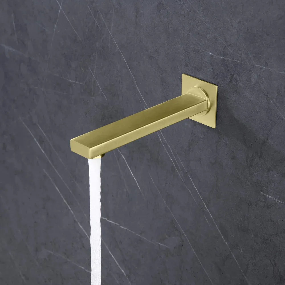 Wall-Mount Square Bath Spout – 180mm Solid Brass or SUS 304 with NEOPERL Aerator-BS0400