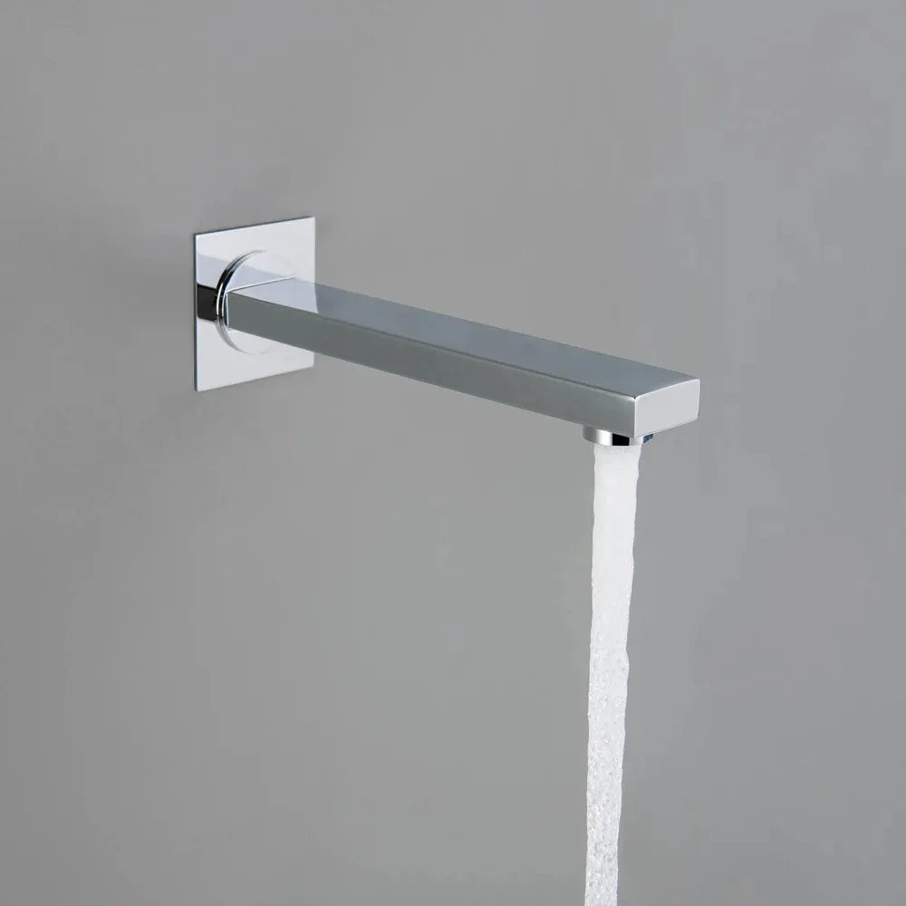 Wall-Mount Square Bath Spout – 180mm Solid Brass or SUS 304 with NEOPERL Aerator-BS0400