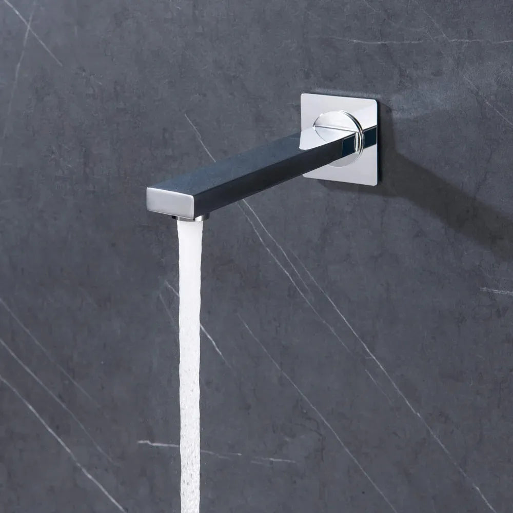 Wall-Mount Square Bath Spout – 180mm Solid Brass or SUS 304 with NEOPERL Aerator-BS0400