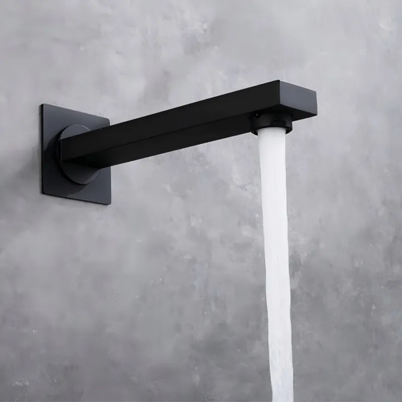 Wall-Mount Square Bath Spout – 180mm Solid Brass or SUS 304 with NEOPERL Aerator-BS0400 Matte Black SUS 304 Stainless steel