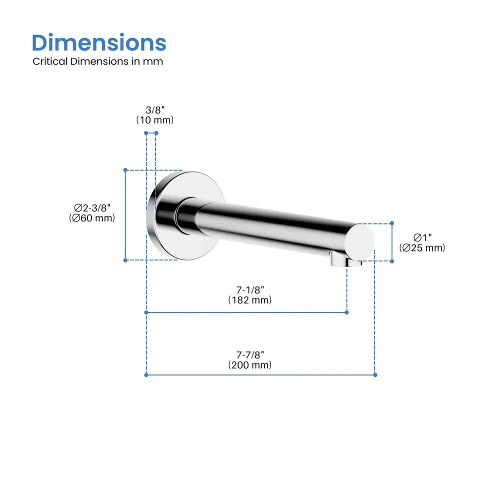 MAXTOR Ø25X180mm Solid Brass Bathtub Spout Feature Swiss Neoperl Aerator-BS0005