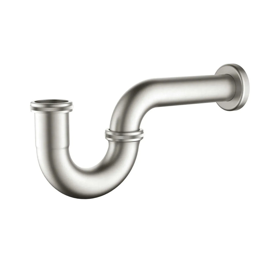 Bathroom Basin P-Trap with Extension Pipe – Decorative Drain Trap – BT0003A Brushed Nickel