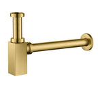 Square Bathroom Basin Bottle Trap with Extension Pipe – Anti-Odor Decorative Drain Trap – BT0004 Brushed Gold