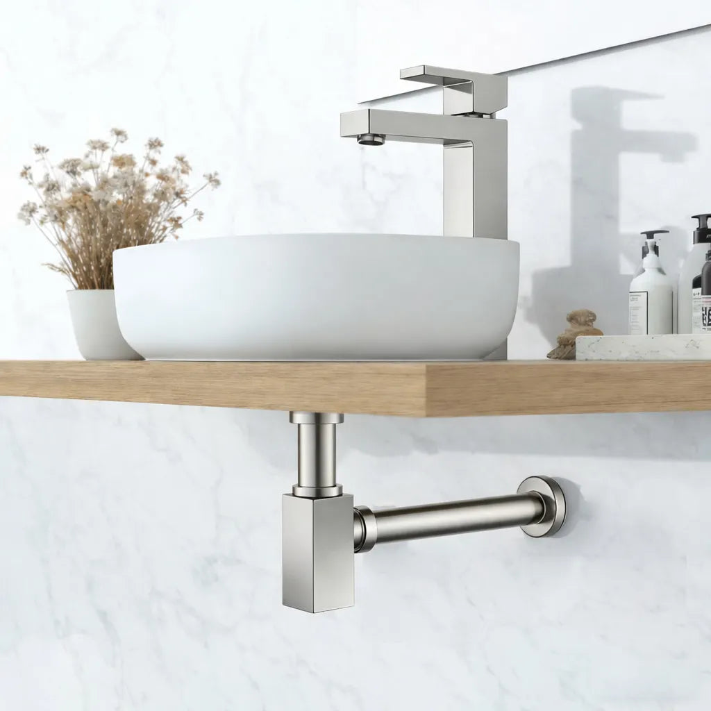 Square Bathroom Basin Bottle Trap with Extension Pipe – Anti-Odor Decorative Drain Trap – BT0004