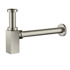Square Bathroom Basin Bottle Trap with Extension Pipe – Anti-Odor Decorative Drain Trap – BT0004 Brushed Nickel