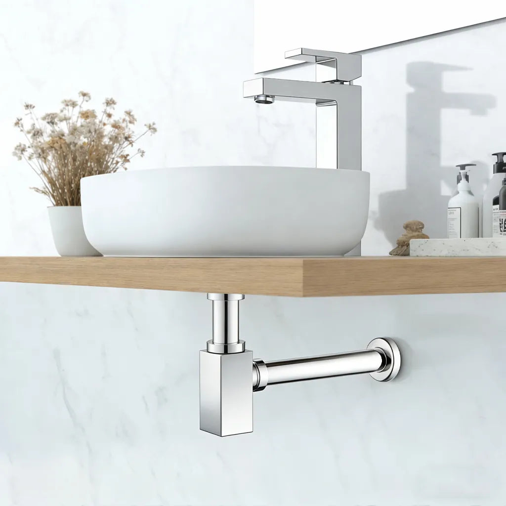 Square Bathroom Basin Bottle Trap with Extension Pipe – Anti-Odor Decorative Drain Trap – BT0004