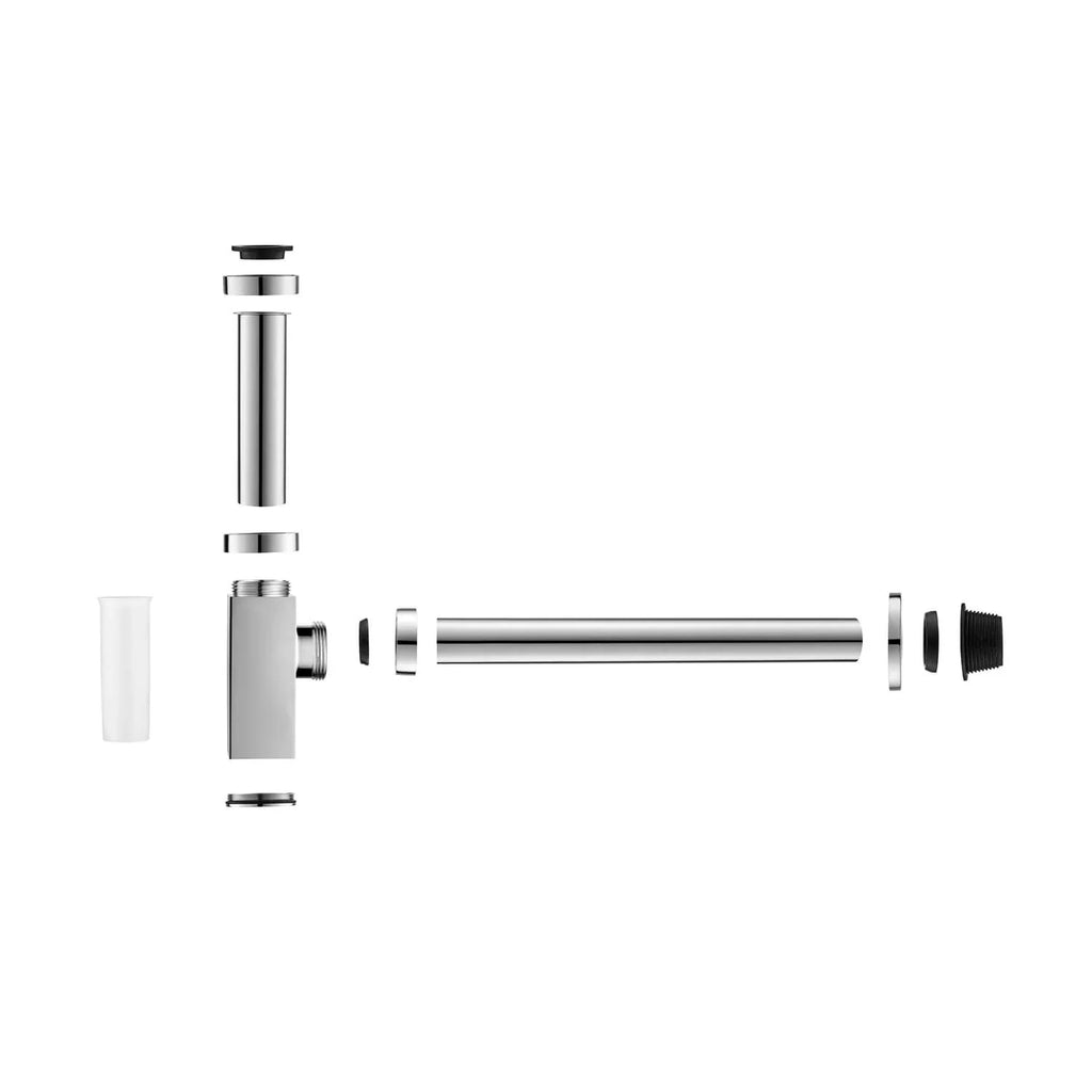 Square Bathroom Basin Bottle Trap with Extension Pipe – Anti-Odor Decorative Drain Trap – BT0004