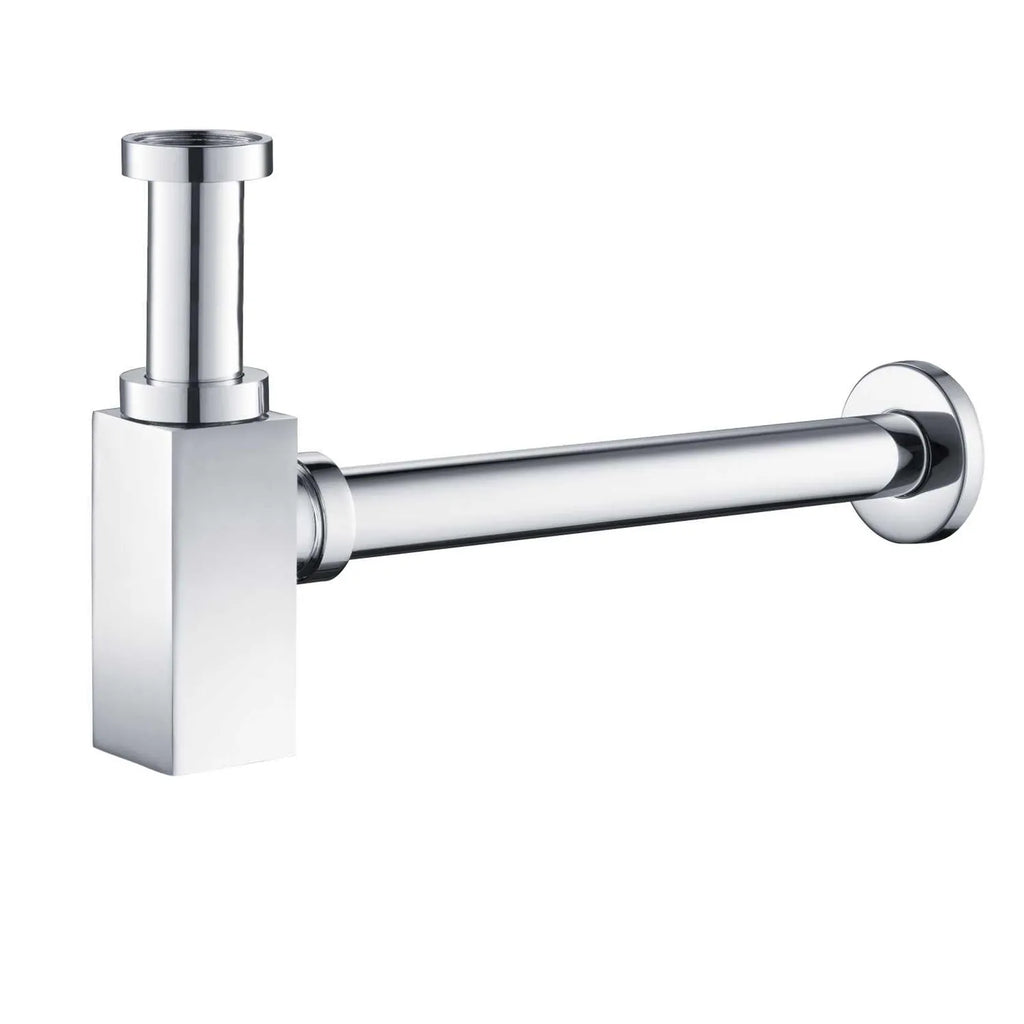 Square Bathroom Basin Bottle Trap with Extension Pipe – Anti-Odor Decorative Drain Trap – BT0004 Chrome