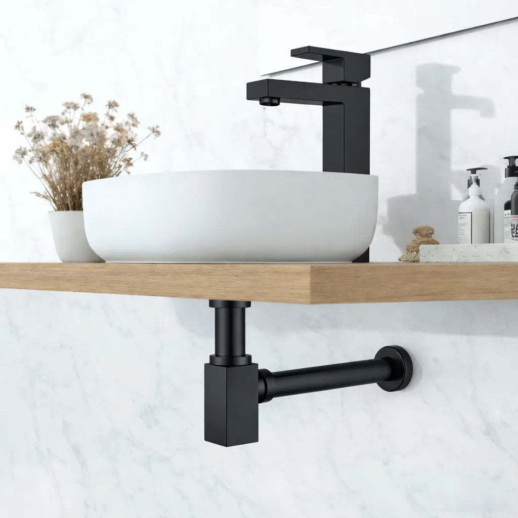 Square Bathroom Basin Bottle Trap with Extension Pipe – Anti-Odor Decorative Drain Trap – BT0004