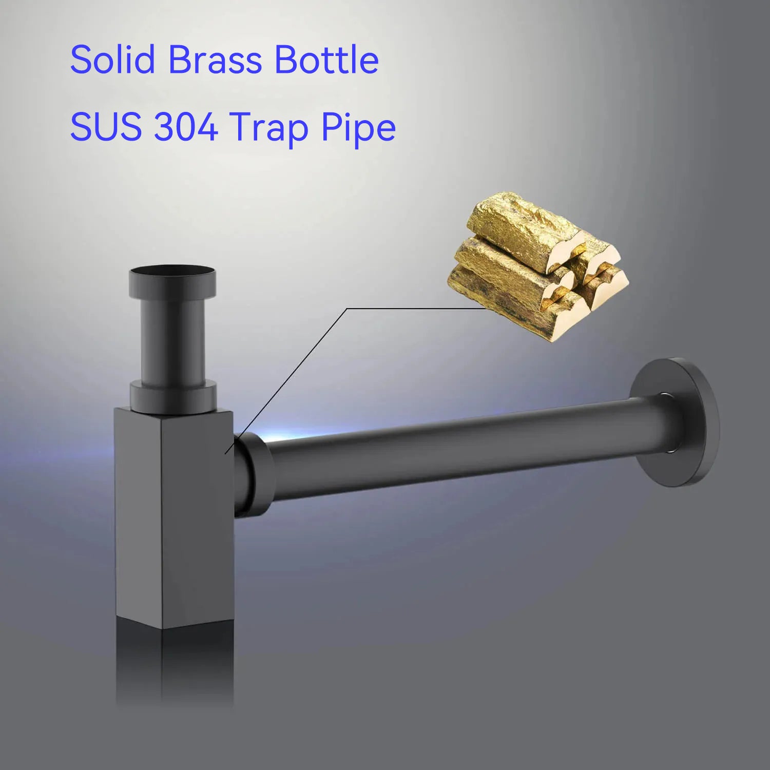 Square Bathroom Basin Bottle Trap with Extension Pipe – Anti-Odor Decorative Drain Trap – BT0004