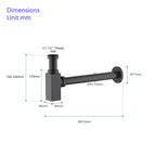 Square Bathroom Basin Bottle Trap with Extension Pipe – Anti-Odor Decorative Drain Trap – BT0004