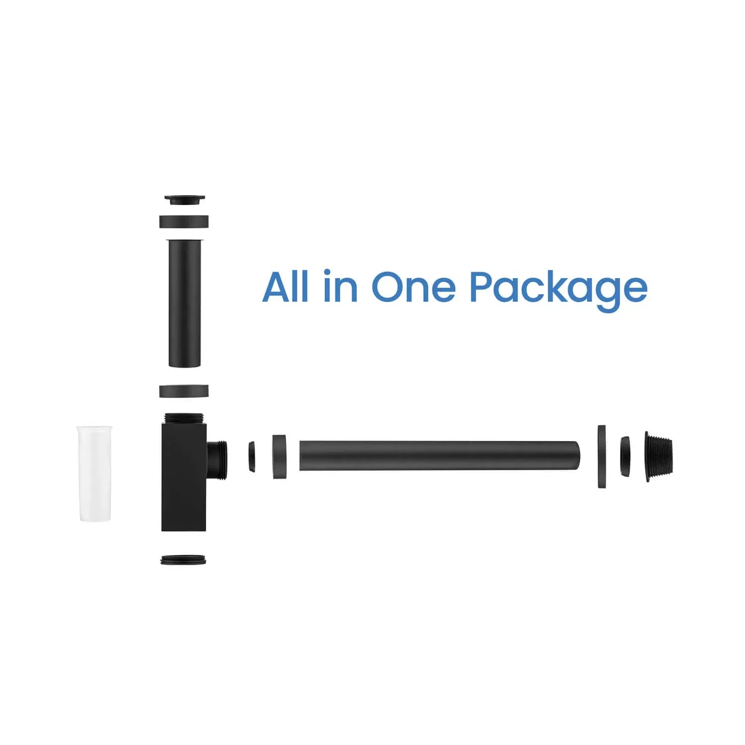 Square Bathroom Basin Bottle Trap with Extension Pipe – Anti-Odor Decorative Drain Trap – BT0004