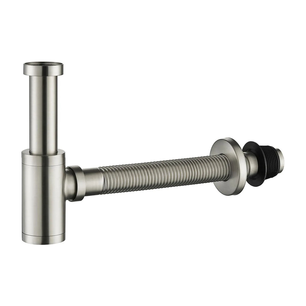 Bathroom Basin Bottle Trap with Flexible Corrugated Pipe – Anti-Odor Drain Trap – BT0005 Brushed Nickel