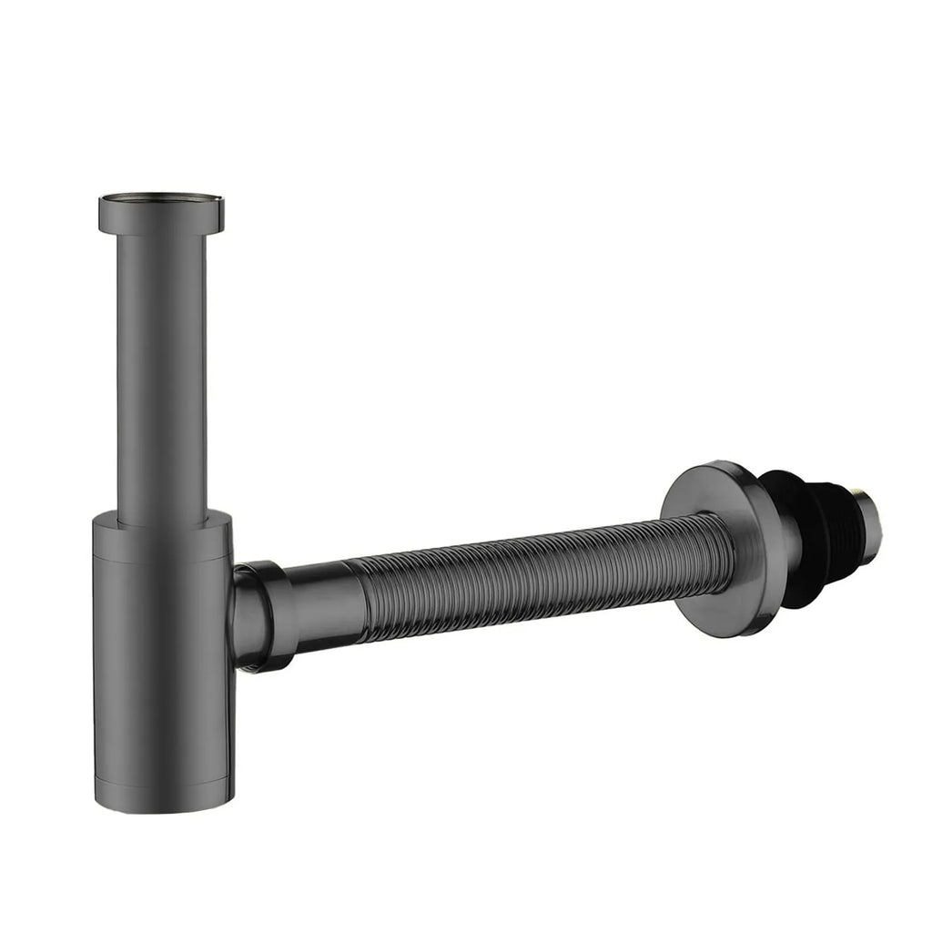 Bathroom Basin Bottle Trap with Flexible Corrugated Pipe – Anti-Odor Drain Trap – BT0005 Brushed Gun Metal