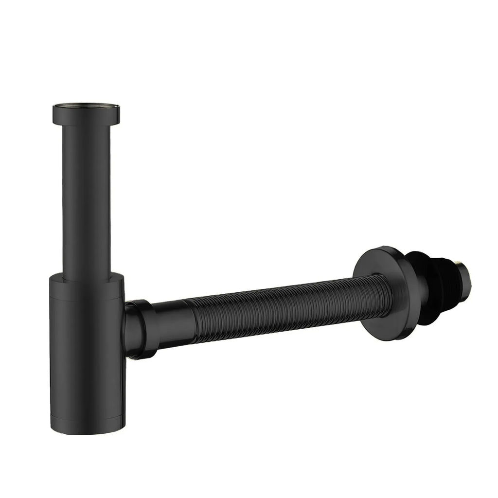 Bathroom Basin Bottle Trap with Flexible Corrugated Pipe – Anti-Odor Drain Trap – BT0005 Matte Black