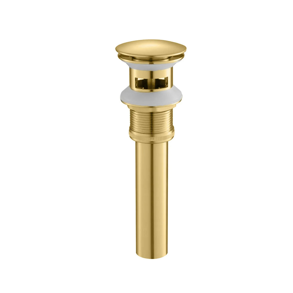 Overflow Pop-Up Basin Drain with SUS Stainless Steel Pipe – Solid Brass Construction – D0001 Brushed Gold