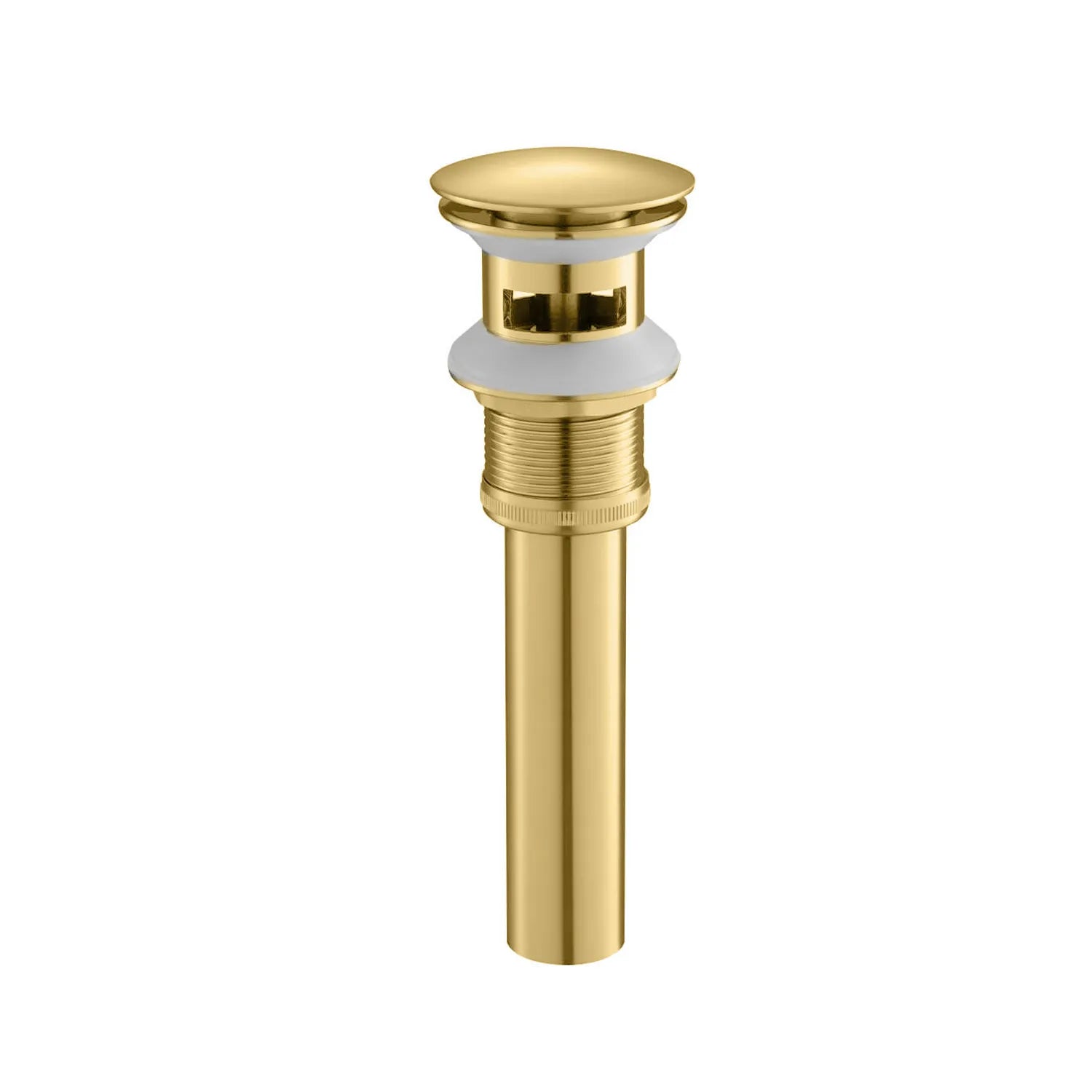 Overflow Pop-Up Basin Drain with SUS Stainless Steel Pipe – Solid Brass Construction – D0001 Brushed Gold