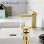 Overflow Pop-Up Basin Drain with SUS Stainless Steel Pipe – Solid Brass Construction – D0001